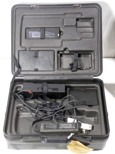 Ruggedised black camera carrying case with sculpted foam insert
