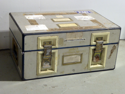 Water resistant aluminium flight case with blue rubber sealed edges