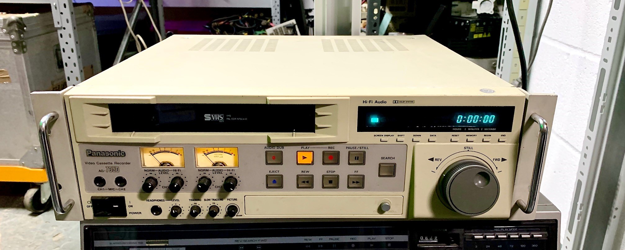 Practical 19" rack mount VHS VCR/Video Cassette Recorder/player (Panasonic) Electro Props Hire