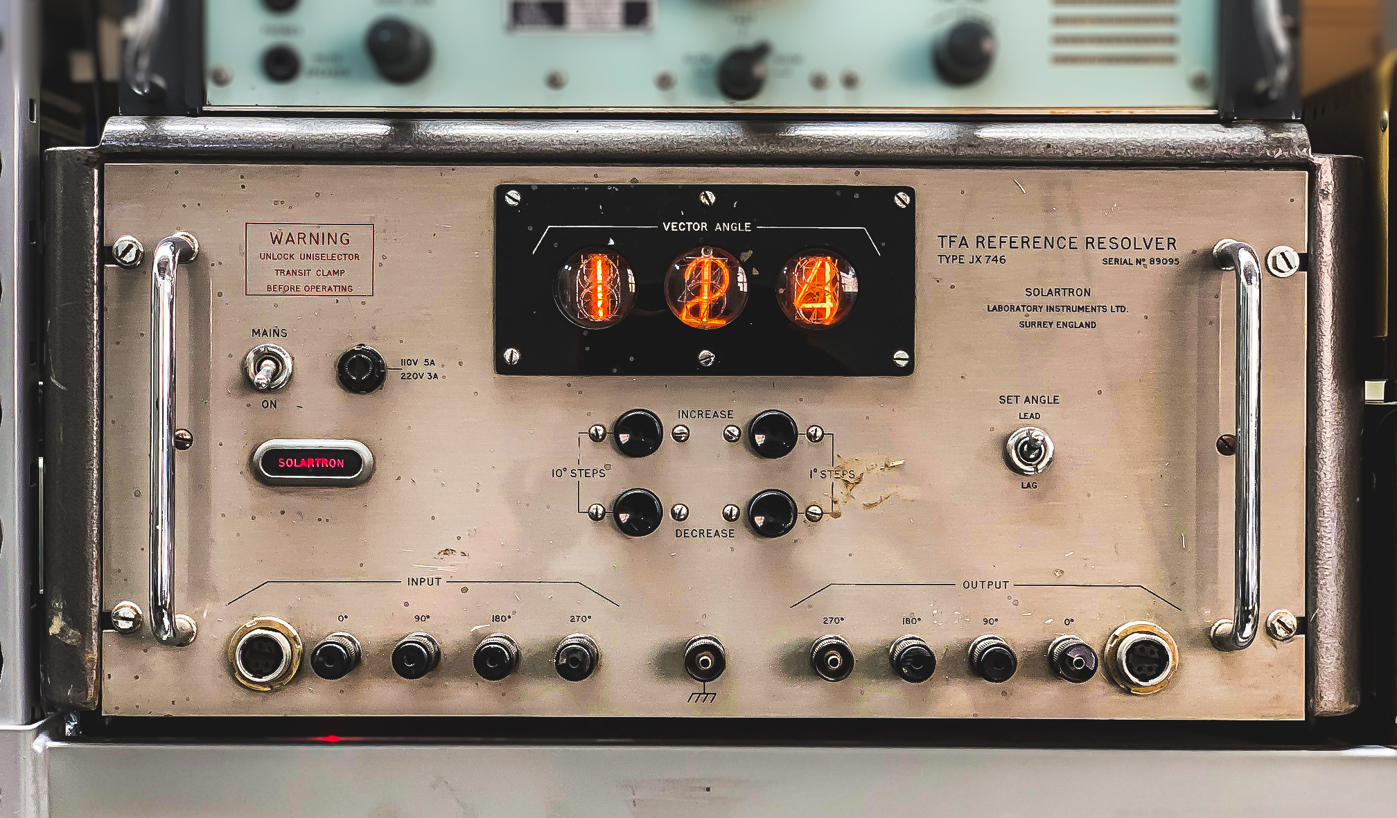 Large practical period Nixie tube lab equipment (TFA reference resolver