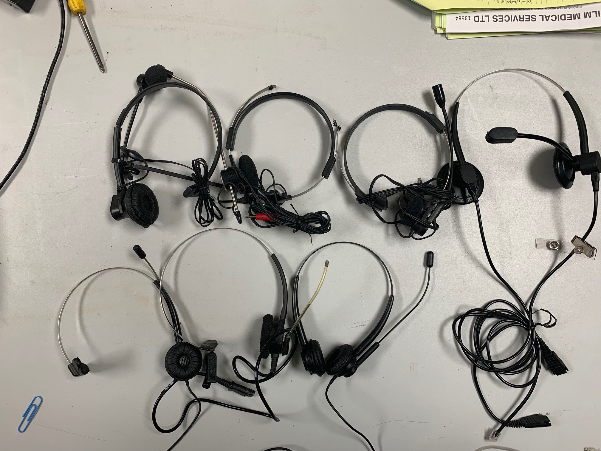 Thin pencil mic style headsets Electro Props Hire