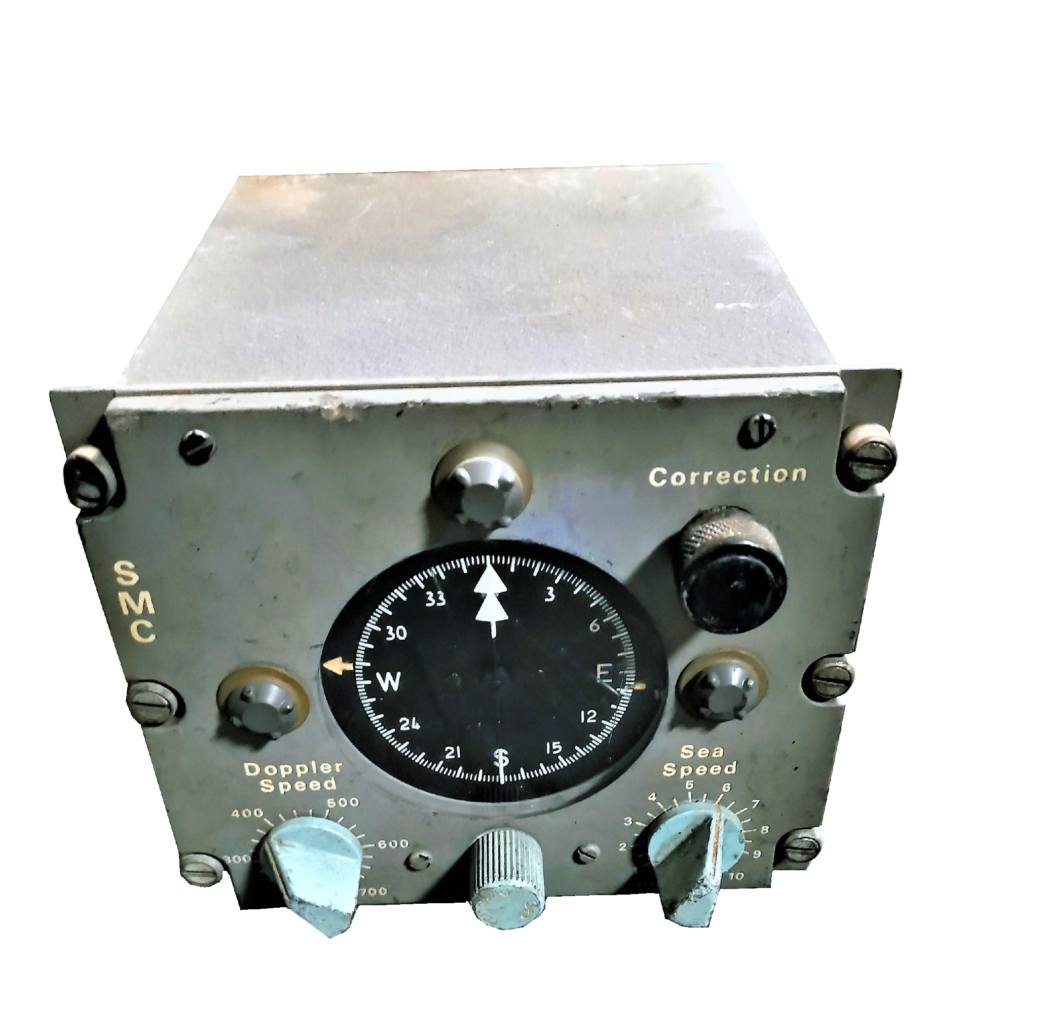 Ruggedized naval navigation panel with compass and speed dials
