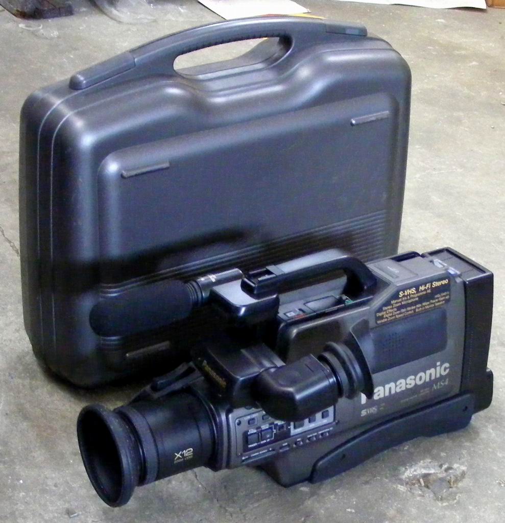 Shoulder carried Panasonic video camera in plastic case Electro Props