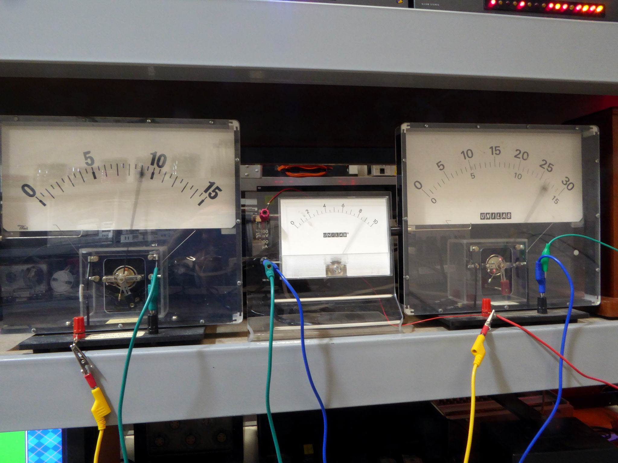 Practical large Perspex laboratory demonstration electrical meters with ...