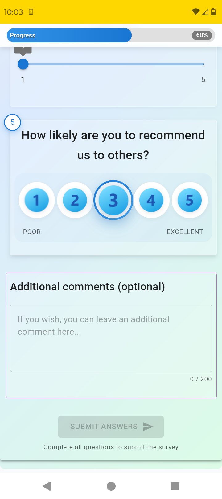 Employee engagement survey example measuring workplace culture with emojis