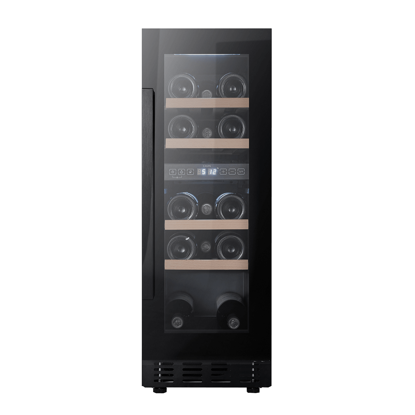 Wine cooler built-in black, Cavin Arctic Collection 30D, two temperature zones, 18 bottles, 30 cm wide wine cooler, pull-out shelves, W: 29.5 x H: 82/87 x D: 57.5 cm