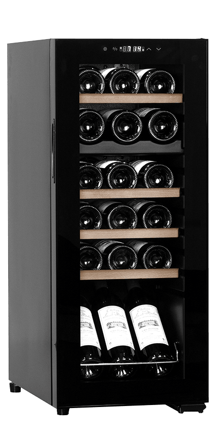 Cave à vin pose libre noire, Cavin Northern Collection 18, deux zones de température, 18 bouteilles, cave à vin silencieuse, cave à vin bon marché, L: 34,5 x H: 82,5 x P: 48 cm