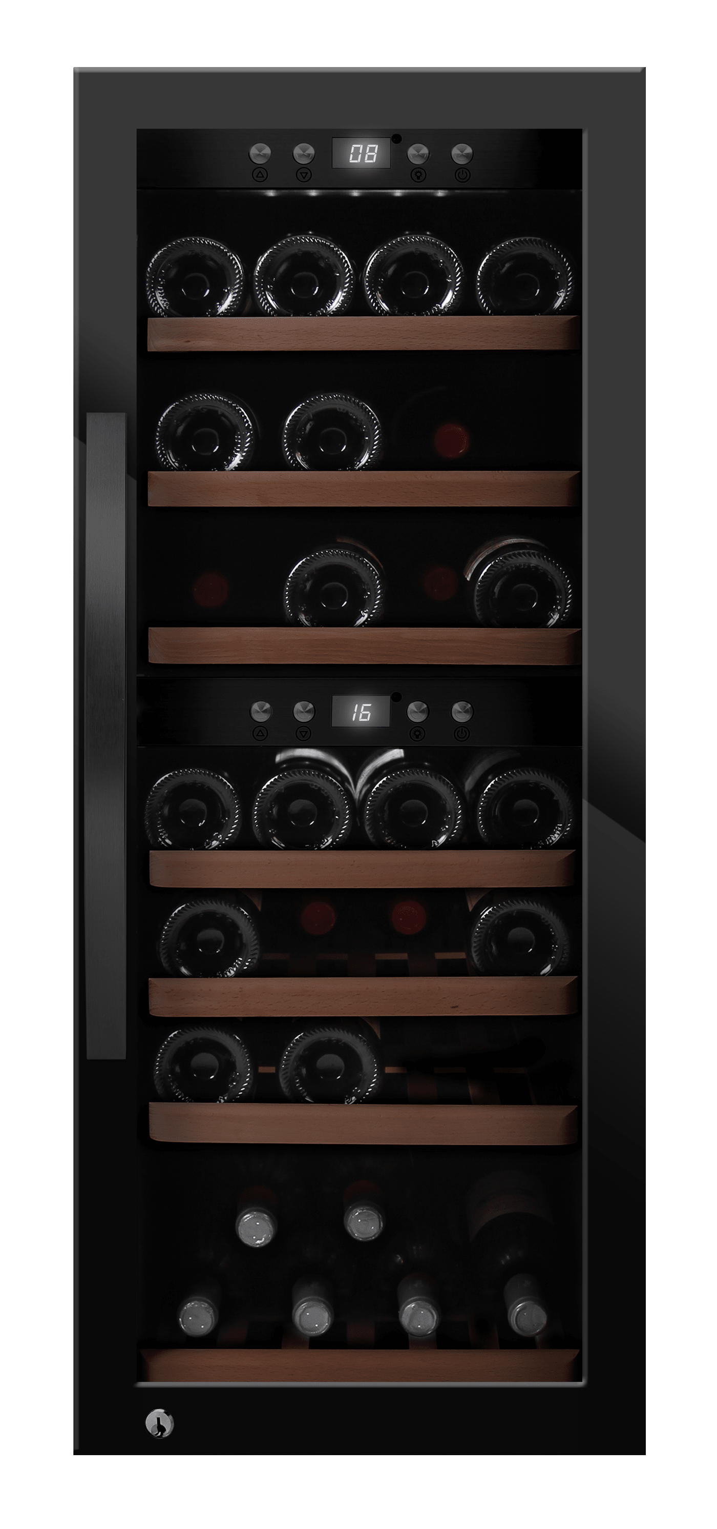 Cantinette vino a libera installazione con Serratura, mQuvée WineExpert 38 Fullglass Nero, nero, 2 zone di temperatura