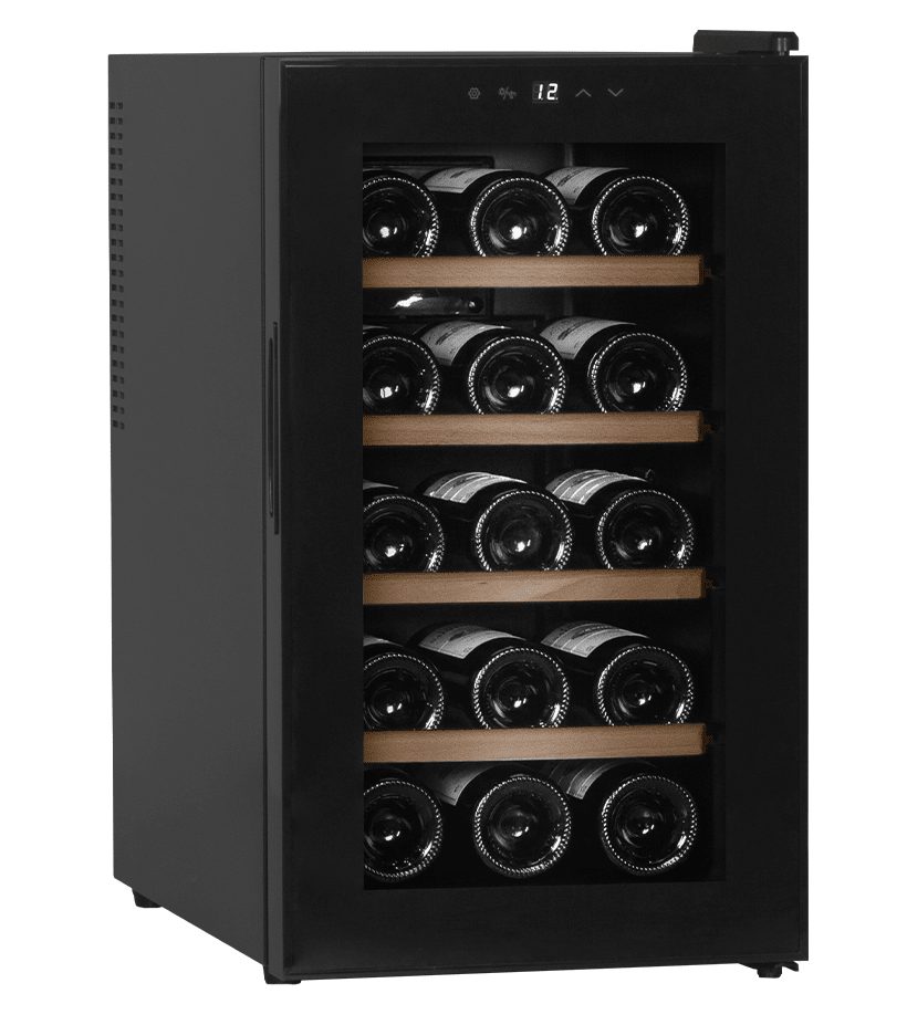 Wine cooler freestanding black, Cavin Northern Collection 15, one temperature zone, 15 bottles, silent wine cooler, affordable wine cooler, W: 36 x H: 63.5 x D: 55 cm
