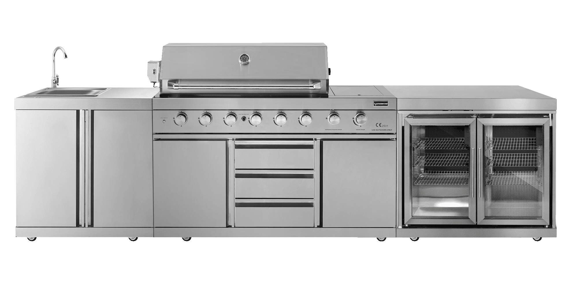 Stainless Collection - Fritstående udekøkken - Miami (Rustfri)