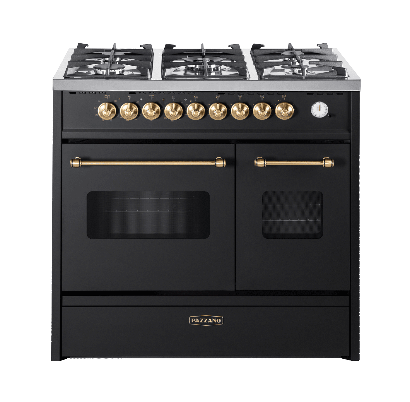 Cuore - Gasskomfur 90 cm (2 ovne) (Sort/Børstet messing)