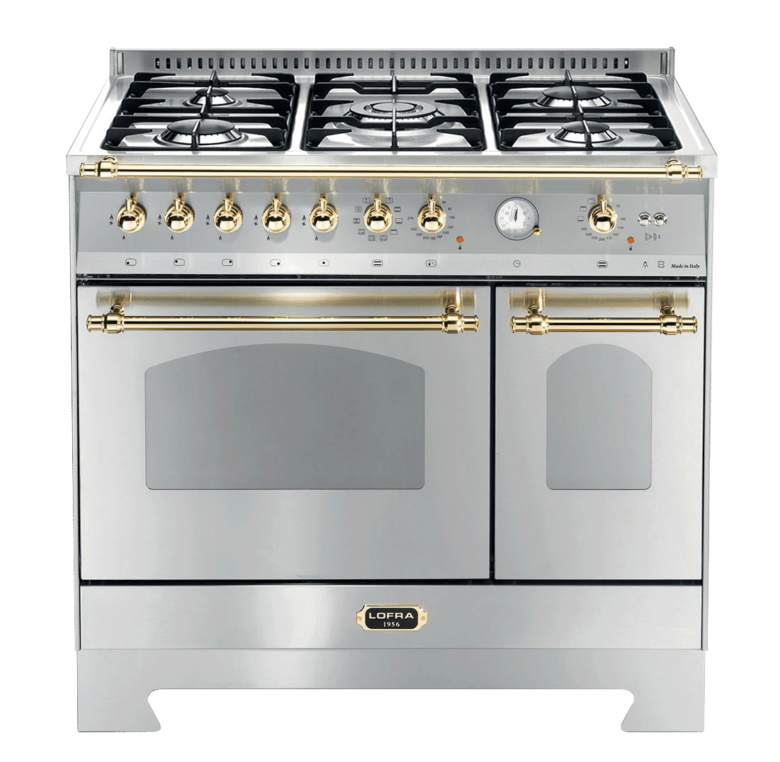 Dolce Vita - Gaskomfur 90 cm (2 ovne) (Rustfri/Messing)