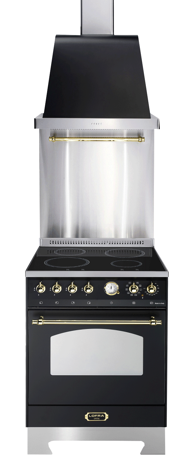 Komfurpakke Sort/Messing - Dolce Vita 60 cm (komfur + emhætte + stænkbeskyttelse) Induktionsplade