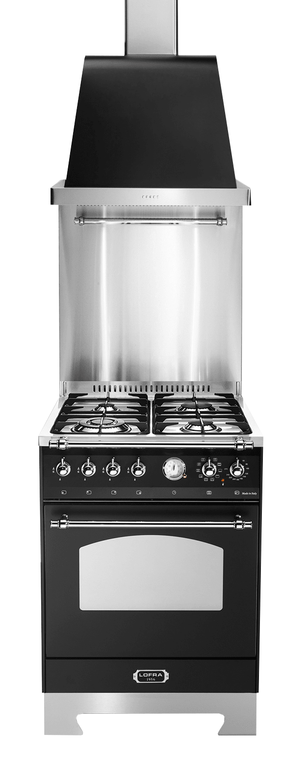 Komfurpakke Sort/Krom - Dolce Vita 60 cm (Komfur + Emhætte + Stænkplade)