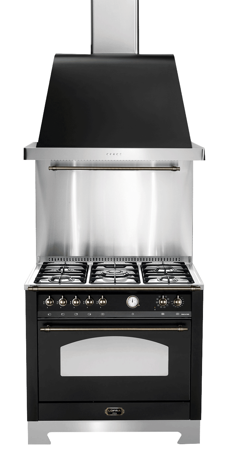 Komfurpakke Sort/Bronze - Dolce Vita 90 cm (Komfur + Emhætte + Stænkplade) - (Gas) 1 ovn