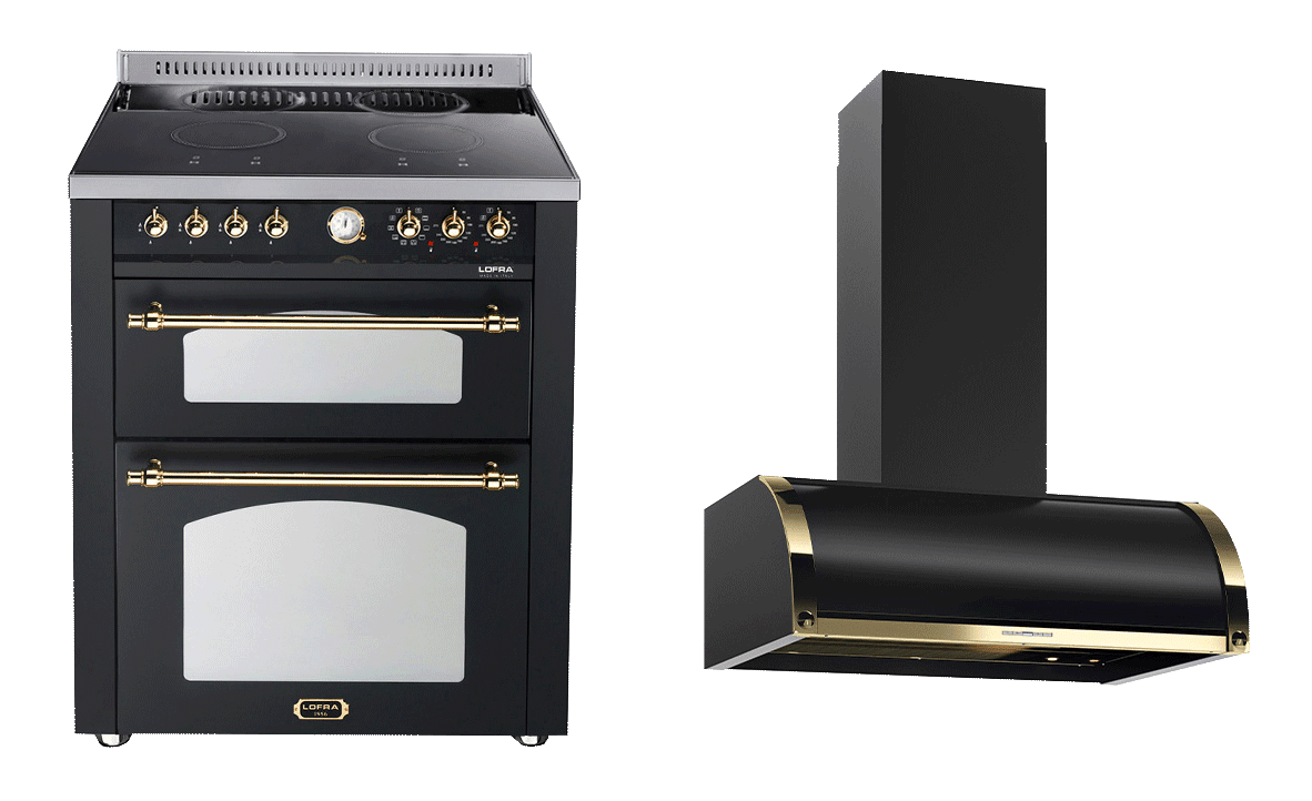 Spispaket - Lofra 70 cm Induktion 2 ugnar + Fjärås 70 cm Signatur - Svart/Mässing