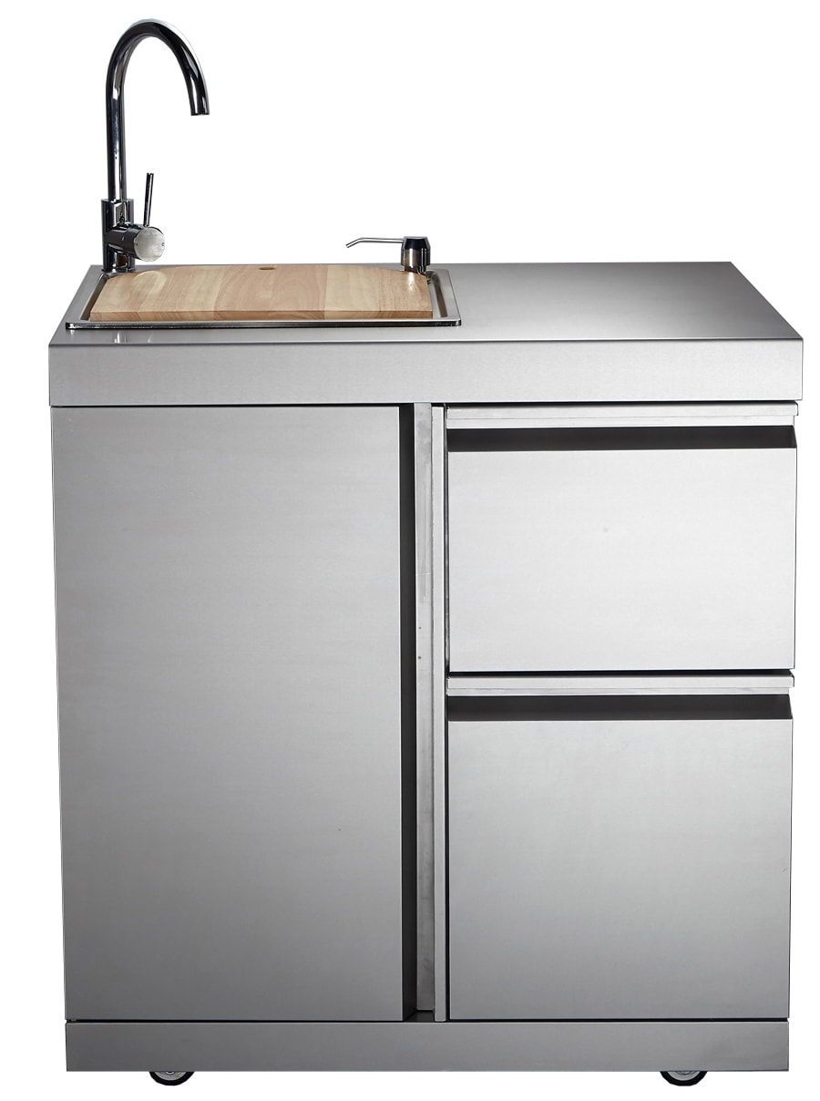 (Outlet) - Stainless Collection - Modul med diskbänk och förvaringsskåp