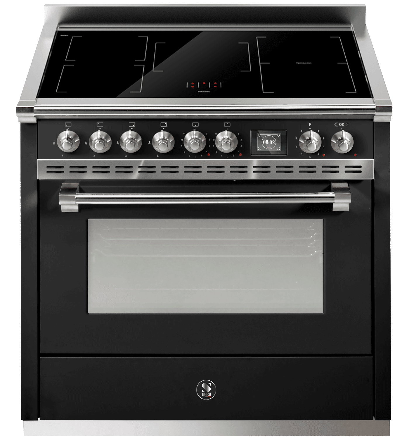 Ascot - Combi-Steam - Induktionskomfur 90 cm (1 ovn) (Nero/Chrome)