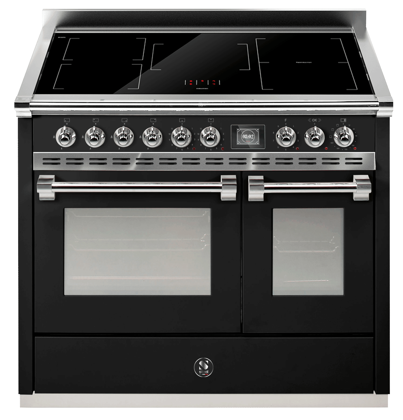 Ascot - Combi-steam - Induktionskomfur 100 cm (2 ovne) (Nero/Chrome)