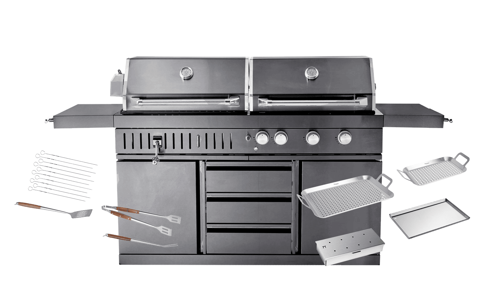 Black Collection - Fritstående Gas- og kulgrill - Inkl. tilbehørspakke