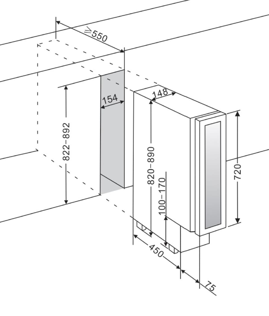 Sisäänrakennettava viinikaappi – WineCave 15S Stainless 