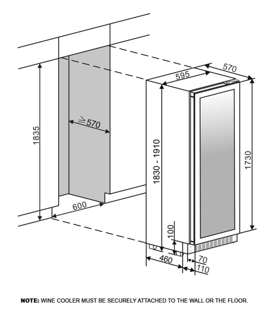 Built-in wine fridge - WineCave 187 Anthracite Black 