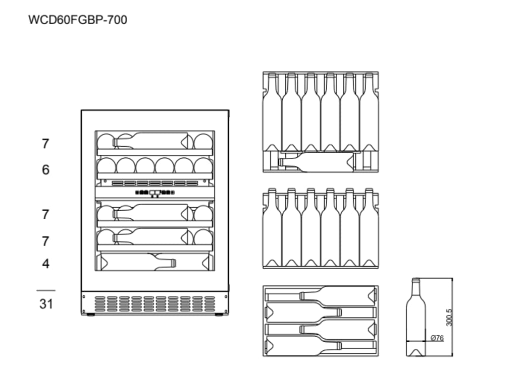 Unterbau-Weinkühlschrank - WineCave Exclusive 700 60D Push/Pull 