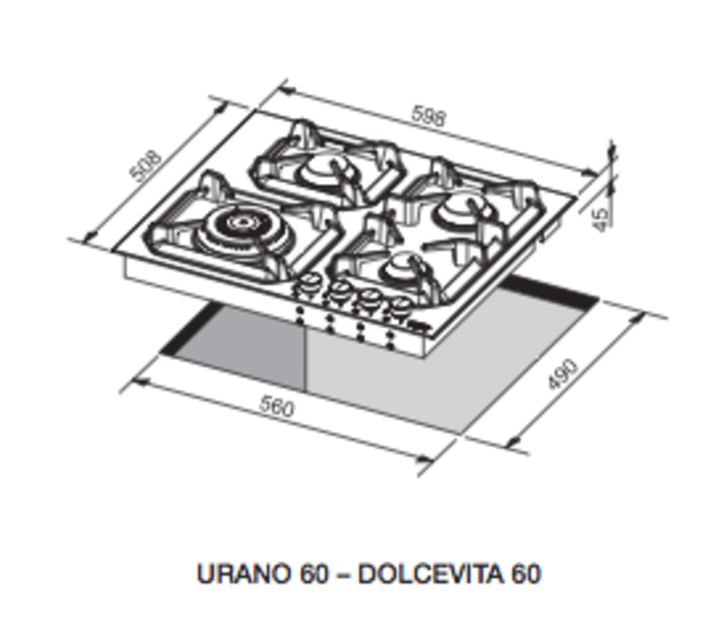 Gas hob Dolce Vita 60 cm Black