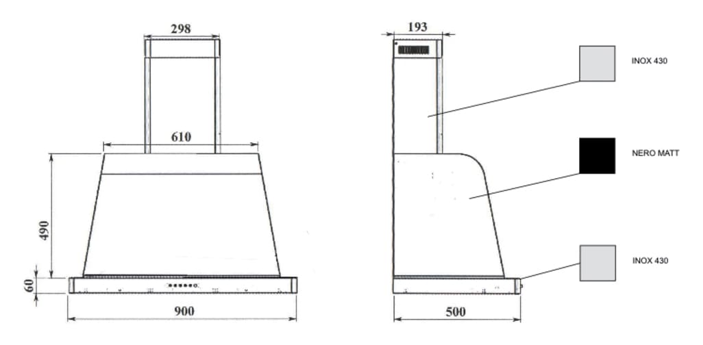 Komfyrpakke Svart/Messing – Dolce Vita 90 cm induksjon (komfyr + vifte + veggbeskyttelse)