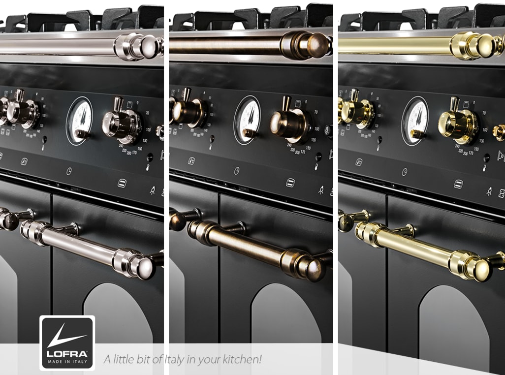 Cooker package Black/Brassed - Dolce Vita 120cm gas/ceramic (cooker + ventilator + splash guards)