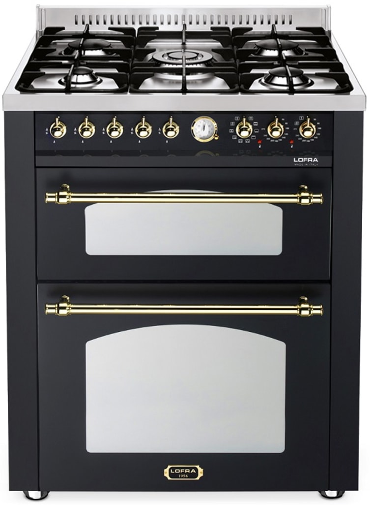 Range cooker - Dolce Vita 70 cm (2 ovens) (Black/Brassed) Gas