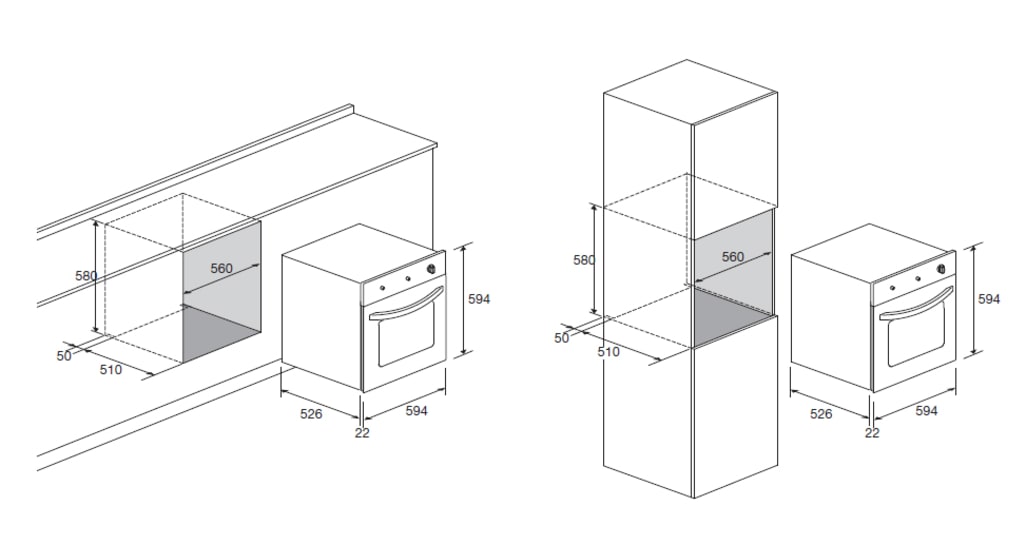 Built-in oven Dolce Vita 60 cm (Black/Brassed)