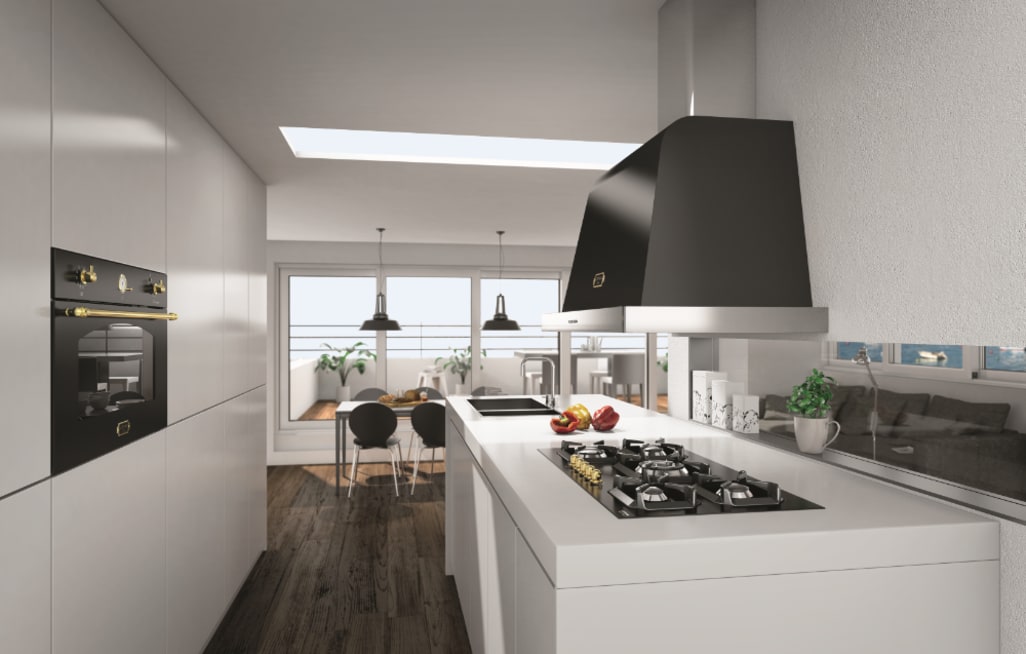 Dolce Vita 60 cm Four/Micro-ondes combiné (Noir/Laiton) 
