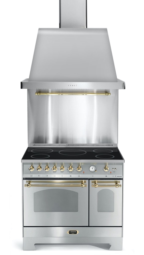 Ensemble piano de cuisson Acier inoxydable/Laiton - Dolcevita 90 cm (piano de cuisson à induction + hotte + crédence)