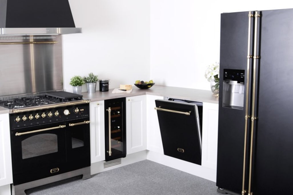 Cooker package Black/Bronze- Dolce Vita 90 cm (cooker + extraction hood + splashback) (ceramic) 2 ovens