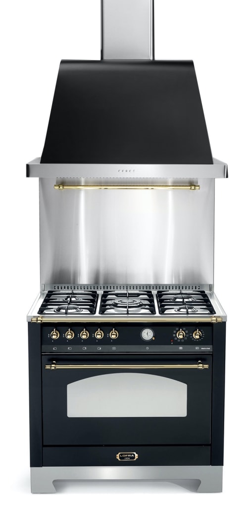 Cooker package Black/Brassed - Dolce Vita 90 cm (cooker + extraction hood + splashback) (gas) 1 oven