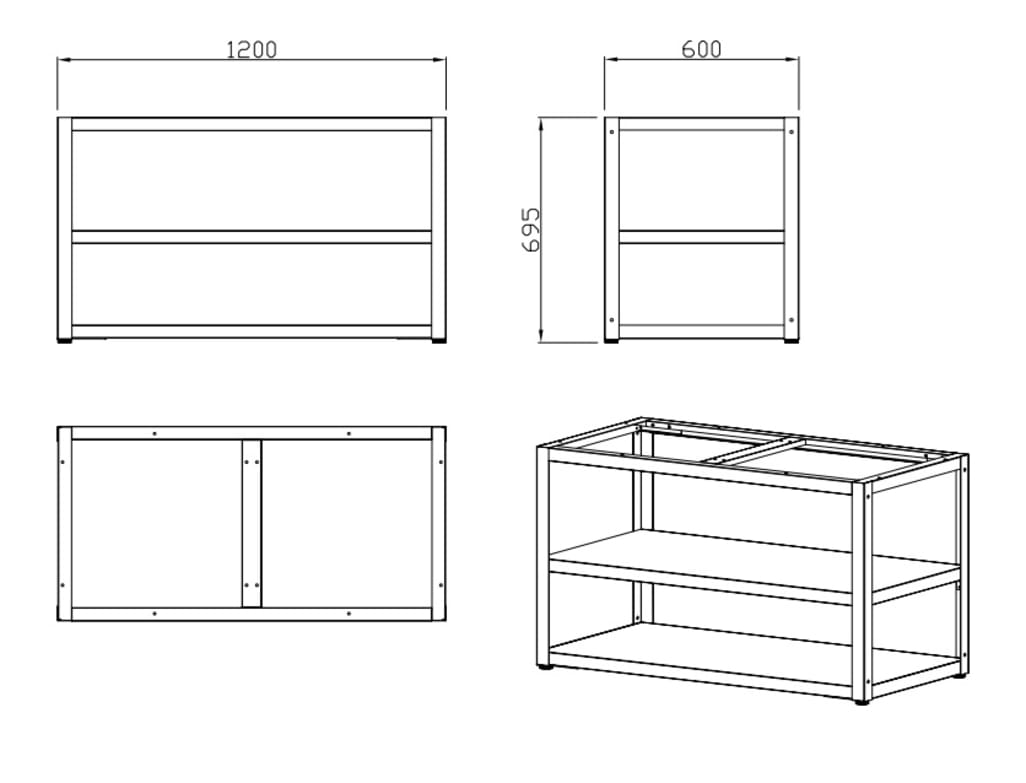 Myoutdoorkitchen - Nordic Line Stainless - 430SS - Base module 120 cm (2 slots)