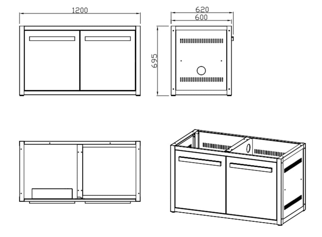 Nordic Line - Module de base avec portes 120 cm (2 modules) - Inox