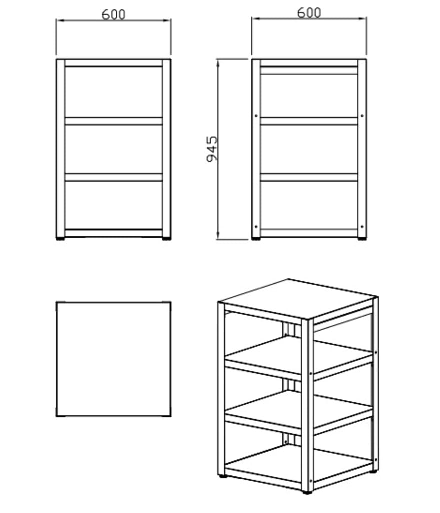 Nordic Line - Eckmodul und Arbeitstisch 60 cm Edelstahl