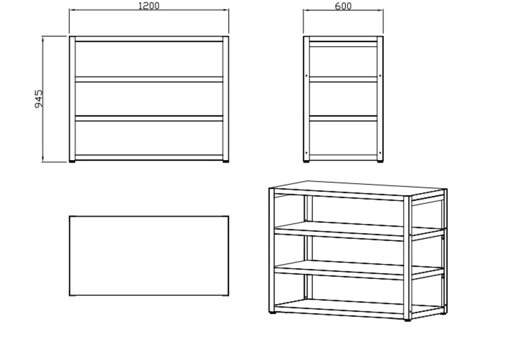 Nordic Line - Arbeitstisch mit Regalfläche 120 cm Edelstahl