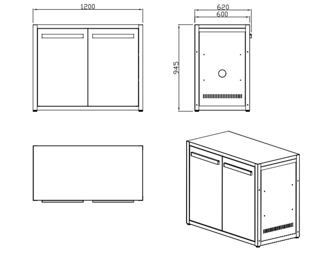 Myoutdoorkitchen - Nordic Line Stainless - 430SS - Side table with doors 120 cm