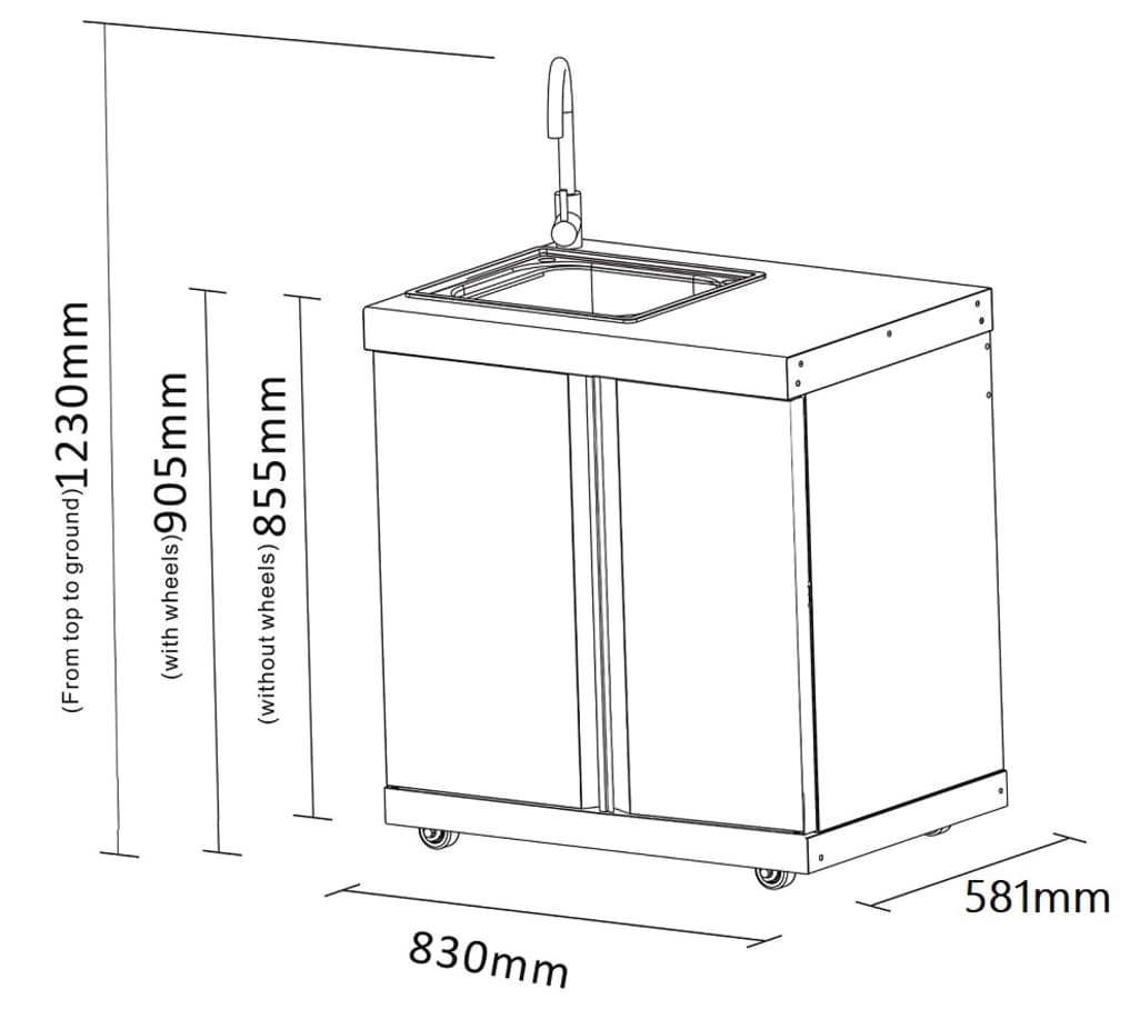 Myoutdoorkitchen - Module with sink and storage cabinet