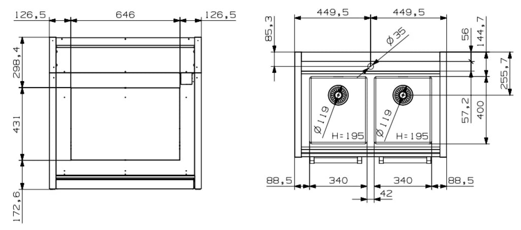 Modular system - Modul med oppvaskbenk 90 cm