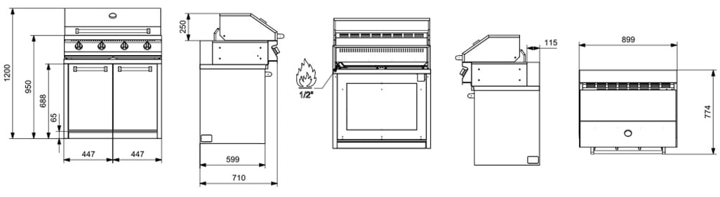 Modular system - Gassgrill 90 cm