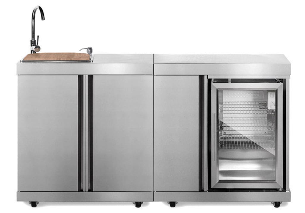 Stainless Collection - Réfrigérateur et évier – Ensemble modulaire