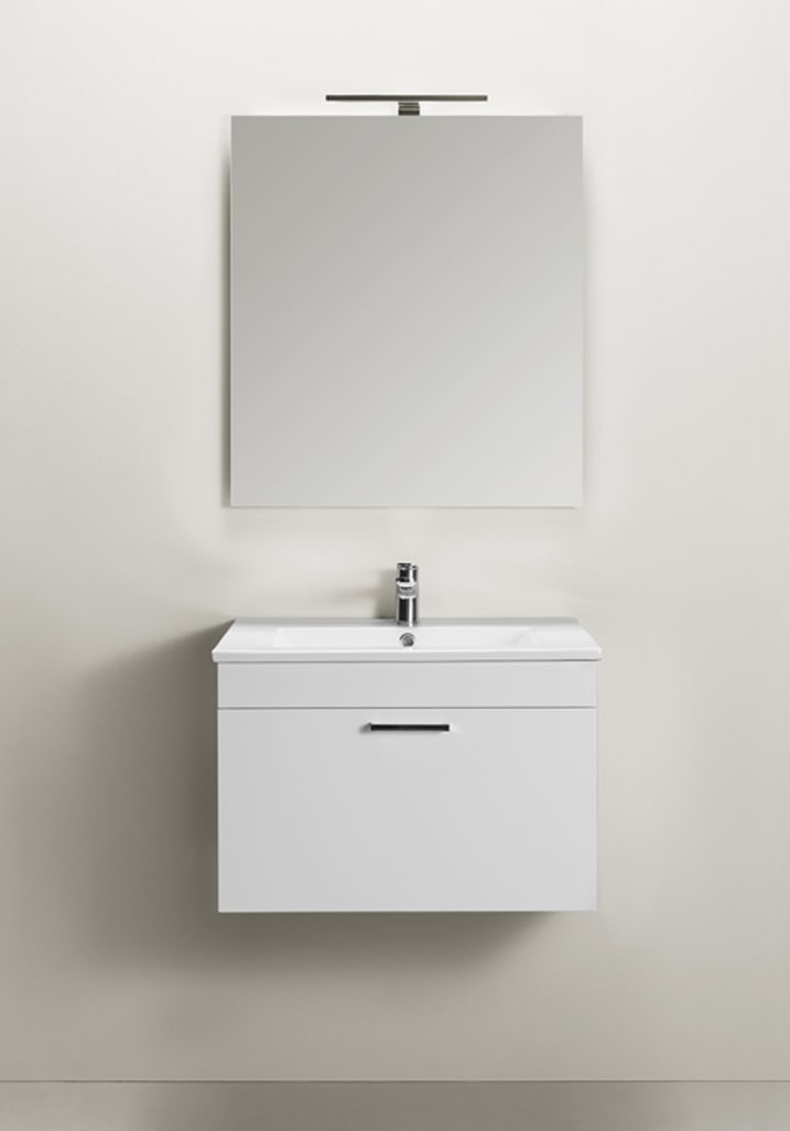 Go 600 Komplett Waschtisch Set mit Spiegel Weiß