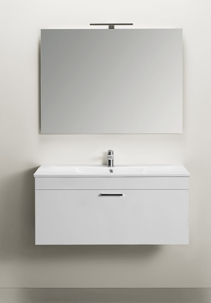 Go 1000 Komplett Waschtisch Set mit Spiegel Weiß
