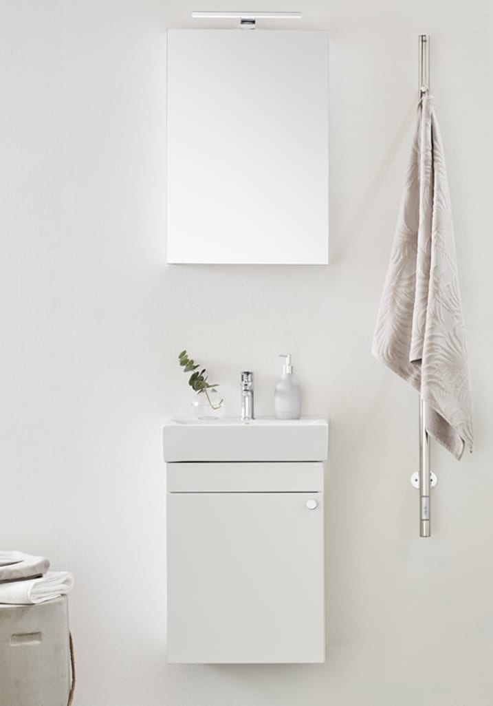 Go 450 Komplett Waschtisch Set mit Spiegelschrank Weiß