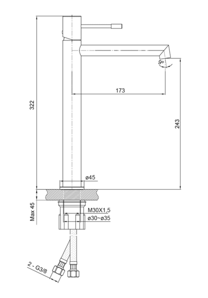 Waschtischarmatur Shape Hoch Chrom