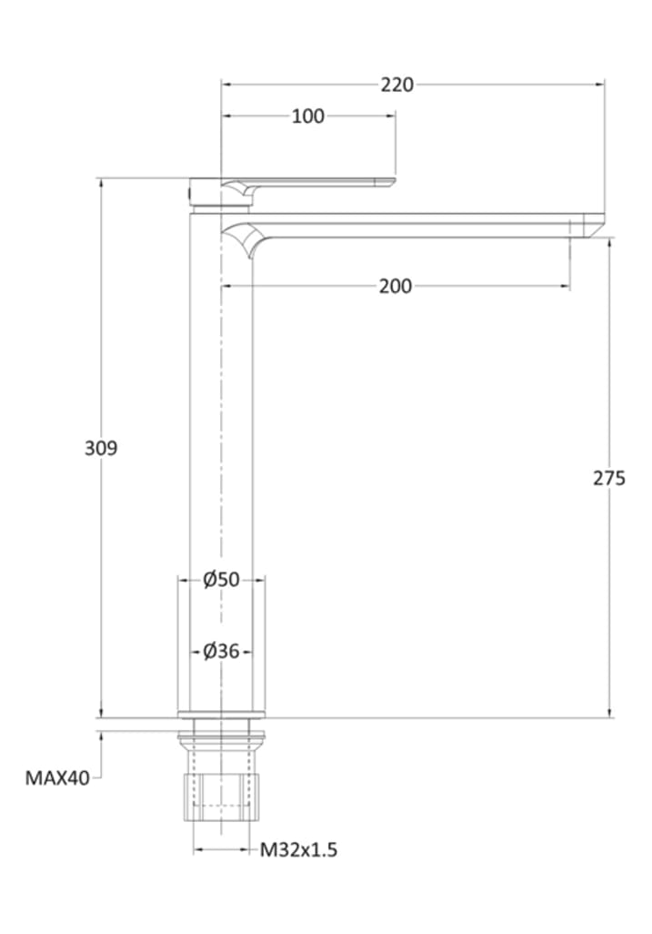 Waschtischarmatur Slim Hoch Chrom